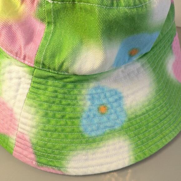 Dolls Kill NGOrder Green Pink Flower Sky Print Denim Fisherman Hat Wide Brim NWT - Picture 4 of 7